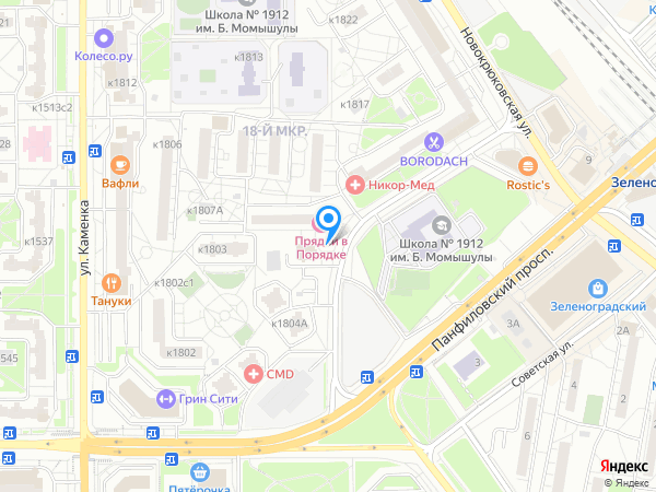 «Никор» по адресу Зеленоград, к1825 на карте