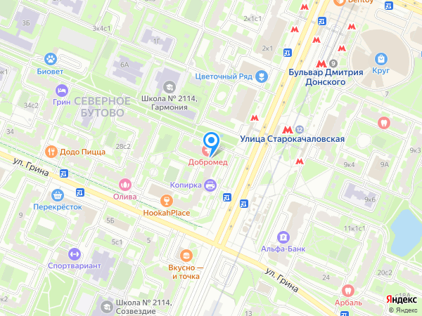 Клиника «Добромед» на Дмитрия Донского (Бутово) на карте