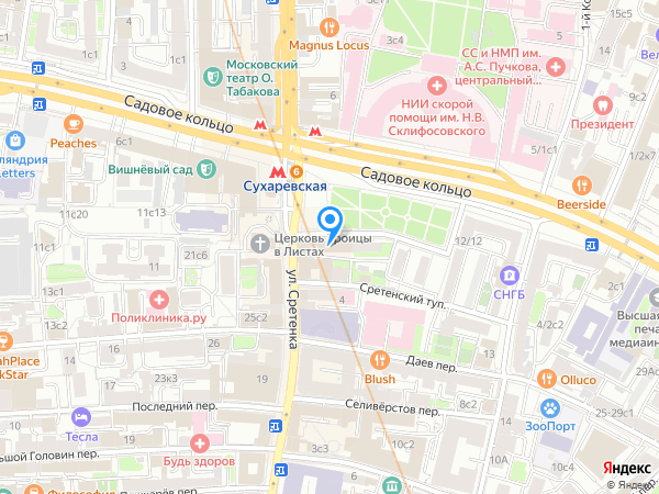 Нора-недвижимость на метро Сухаревская на карте