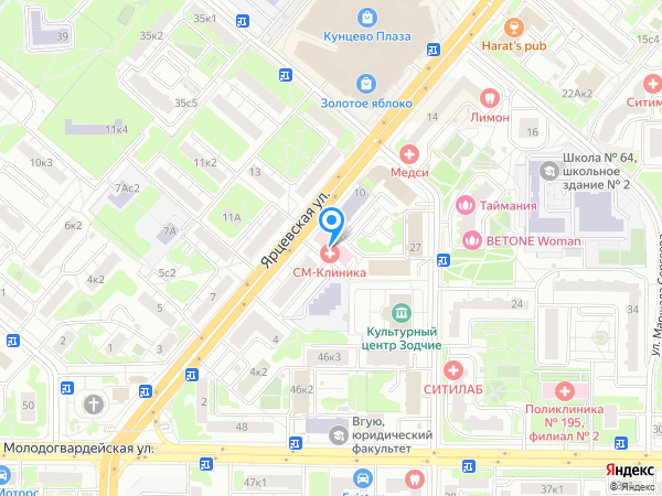 «СМ-Клиника» на Ярцевской на карте
