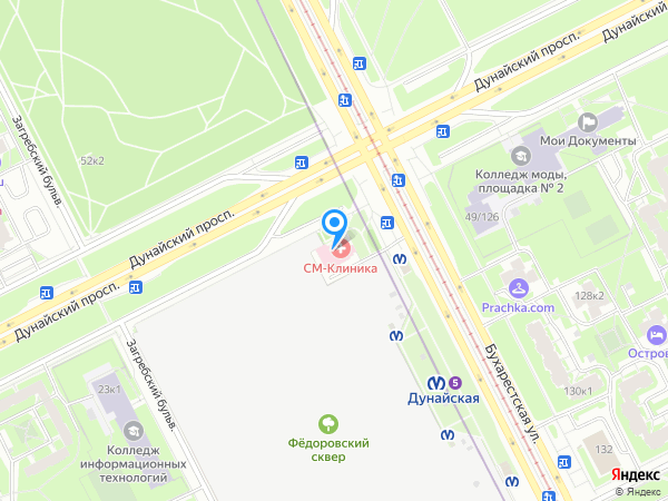 СМ-Клиника на Дунайском проспекте на карте