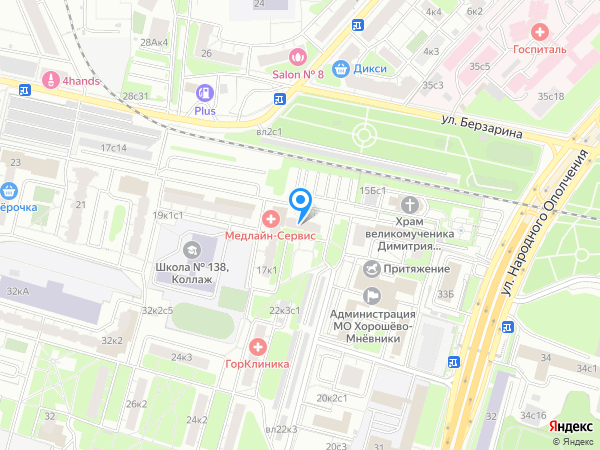 «МедлайН Сервис» на Октябрьском Поле на карте