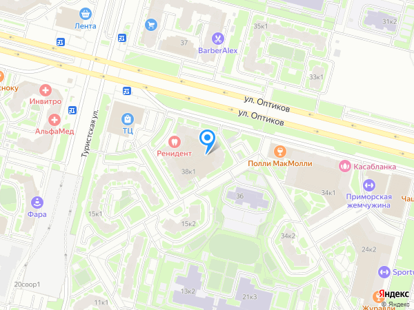 РениДент по адресу ул. Оптиков 38/1 на карте