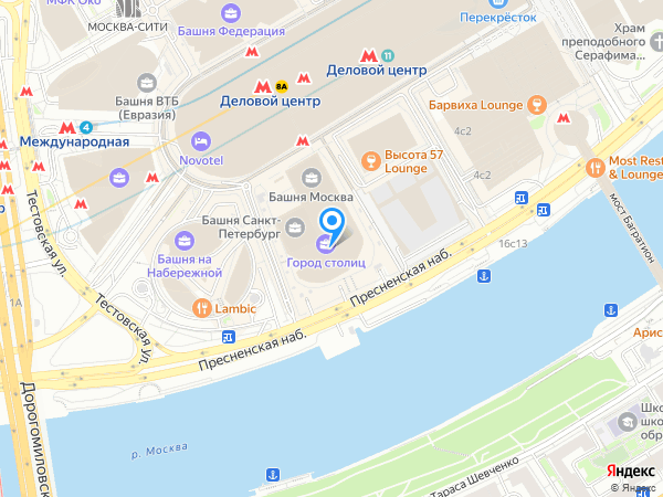 Мильфей Москва Сити на карте