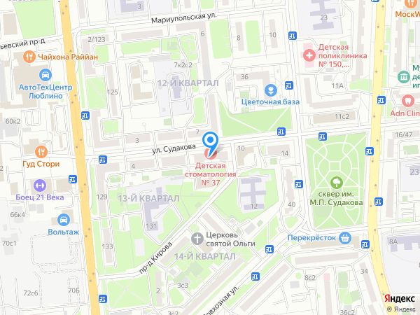 Детская стоматология СТОМАТОЛОГИЧЕСКАЯ ПОЛИКЛИНИКА №37 ДЕПАРТАМЕНТА ЗДРАВООХРАНЕНИЯ МОСКВЫ на карте