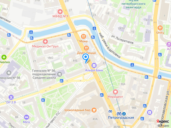 система клиник МЕДИ по адресу пр-т Каменноостровский, д. 42б на карте