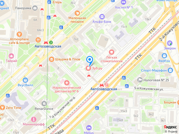 «Поликлиника.ру» на Автозаводской на карте