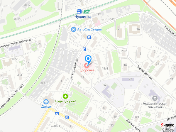 Наркологическая  клиника Здоровье-Н в Москве на карте