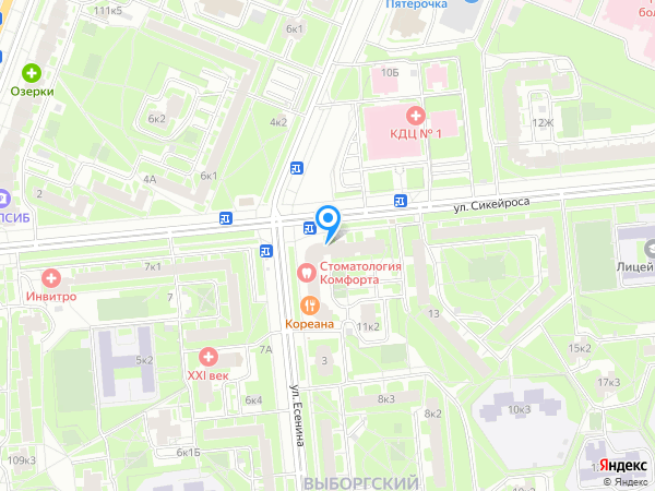 СТОМАТОЛОГИЯ КОМФОРТА по адресу Сикейроса, 11 к1 на карте