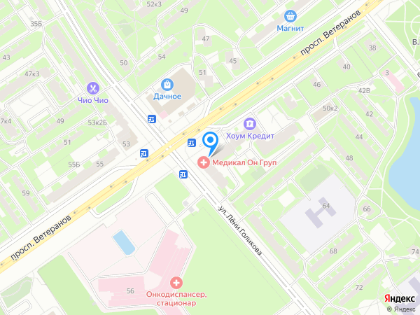 «Медикал Он Груп» на Ветеранов на карте