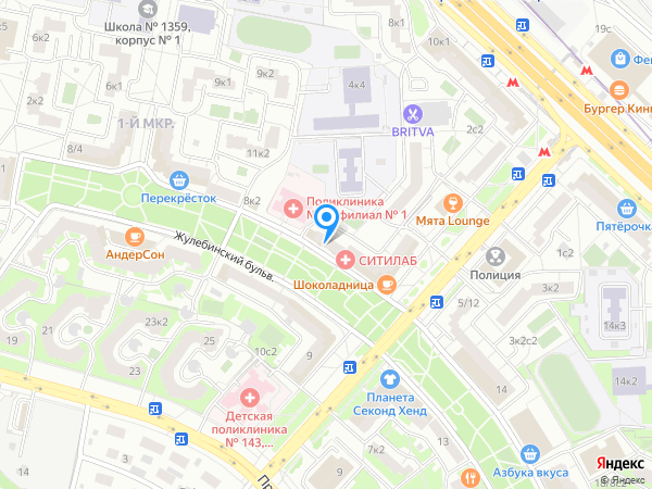 Консультативно-диагностический центр в Жулебино на карте