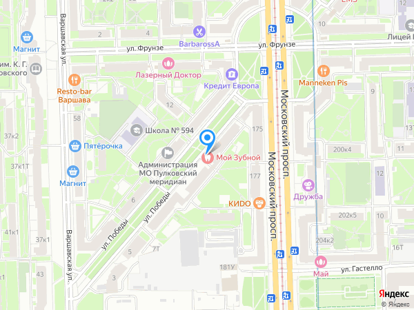 Стоматологический центр Мой Зубной по адресу Победы, 13 на карте