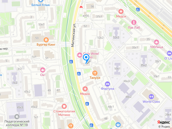 Студия красоты Клуб А в Митино на карте