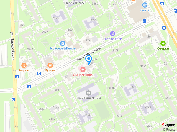 «СМ-Клиника» на проспекте Ударников на карте