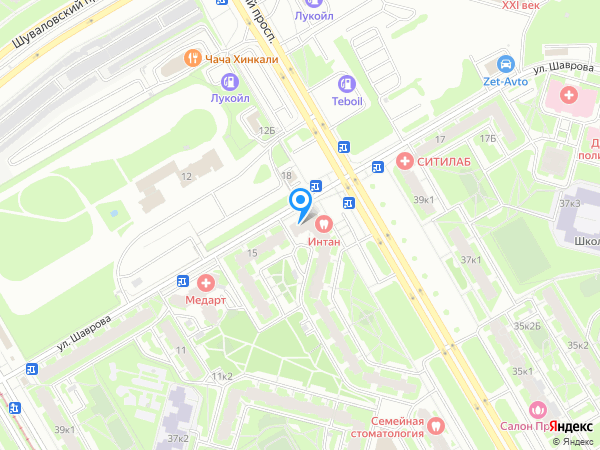 Центры Имплантации и Стоматологии ИНТАН по адресу Комендантский пр., д.42, корп.1 на карте