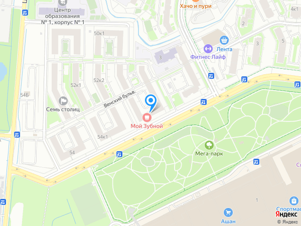 Стоматологический центр Мой Зубной по адресу город Кудрово, улица Центральная, дом 54, корпус 2 на карте